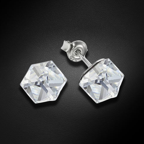 Sudraba auskari "Rubikona II (Comet Argent Light)" ar Swarovski™ kristāliem